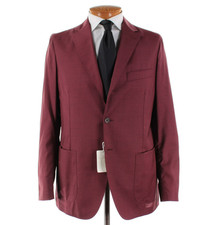 Belvest NWD Super 120's Wool Sport Coat Size 52R 42R US In Solid Burgundy