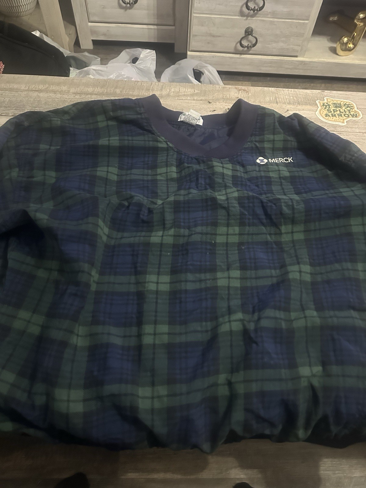 Vintage Winnermate Windbreaker Blue Green Plaid Pullover 90s Xl