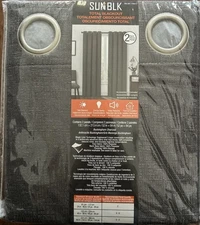 SUN+BLK Buckingham Chenille Total Blackout Curtain Panel Pair 52”x84” Gray