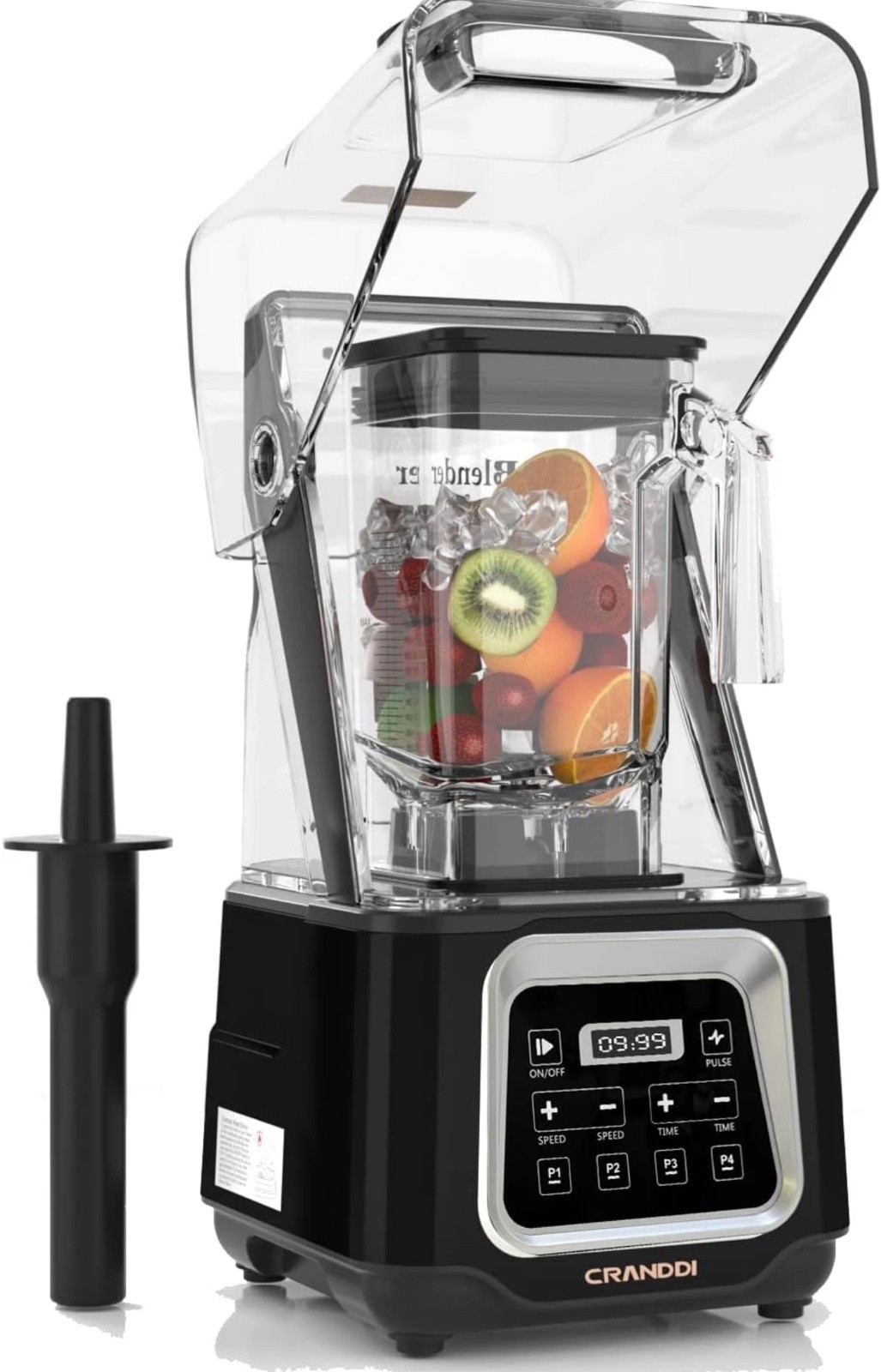 Commercial Smoothie Blender, 2200W High-Power Smart Blender with 4 Pre-Programme