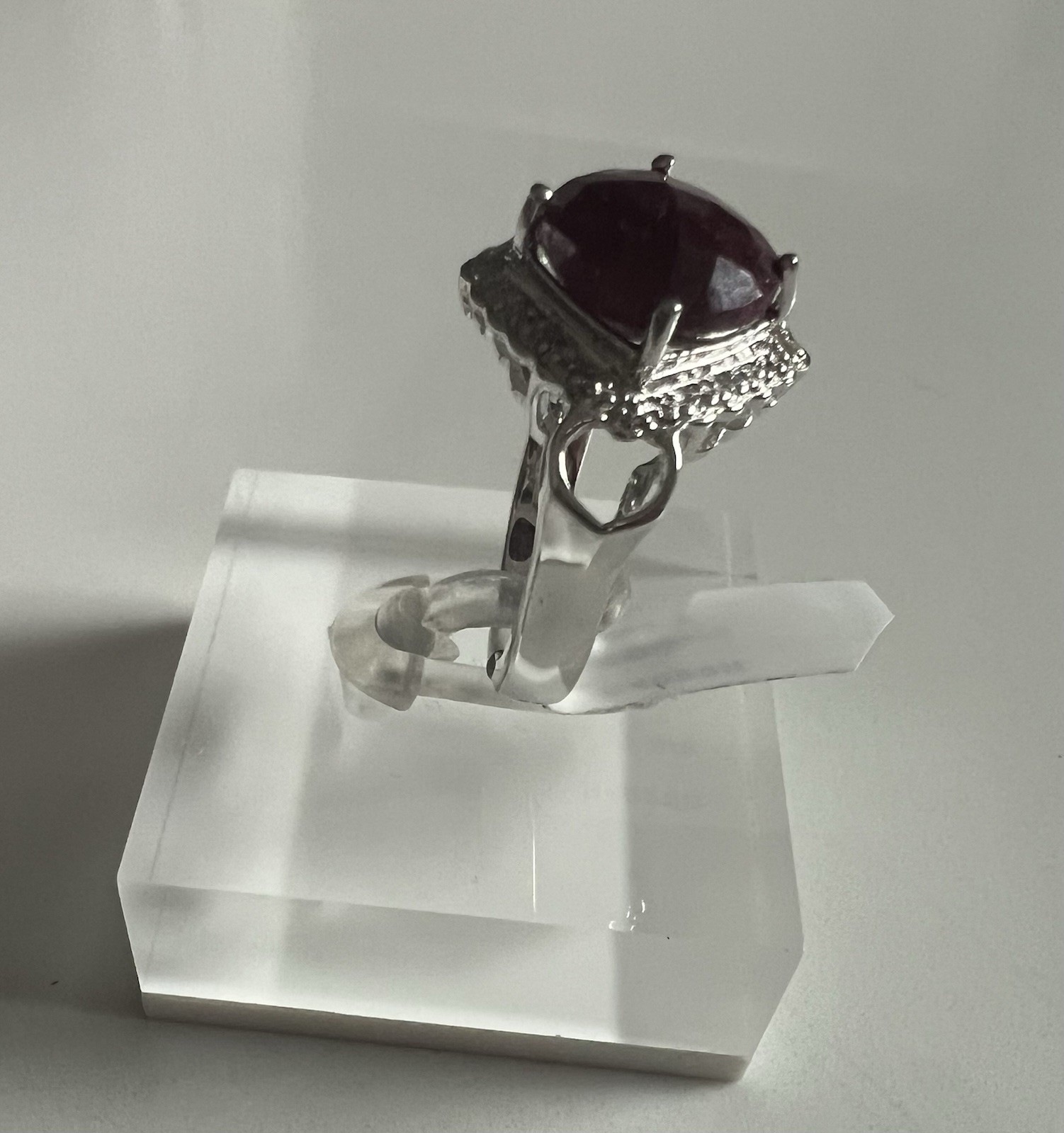 Ring - Solid Sterling Silver 925 Oval Ruby Prong … - image 4