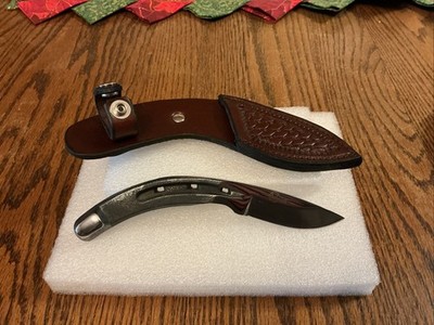 Rick Mohr Custom Knives,Horseshoe Knife w/leather sheath,Mint,new unused cond.