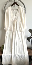 Vintage Spotlight Ivory Nylon  Lace Nightgown Robe Lingerie Set Size Small