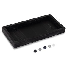 Silicone Bathroom Vanity Tray Dish Soap Holder Sink Organizer, Marble Black