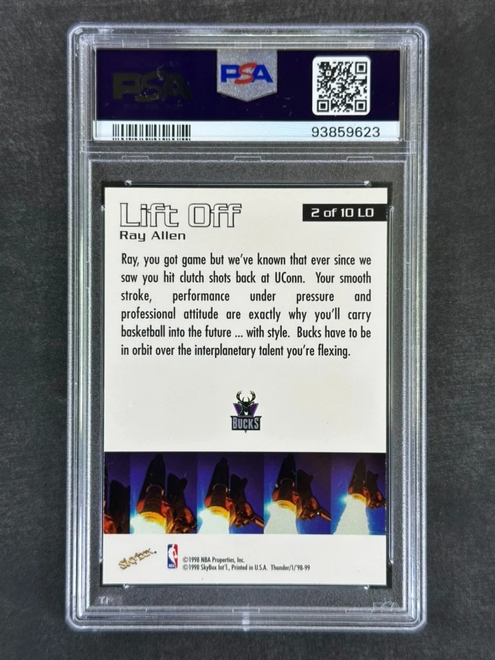 Skybox Thunder #2 Ray Allen 1998 despegue PSA 10 gemas como nuevo, Pop 6 Foto 2 de 2