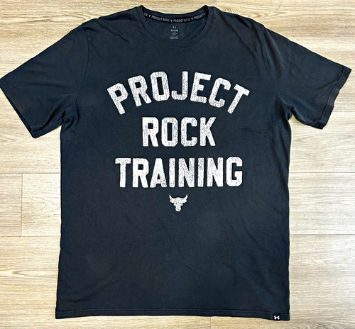 Under Armour Project Rock Black Graphic Crew Neck T-shirt - XL - The Rock.