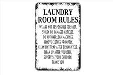 Laundry Room Rules Laundromat Metal Wall Sign