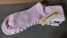No Boundaries Fuzzy Cozy Ankle Socks 2 Pair Size 4-10 Purple Purple Gray Checks