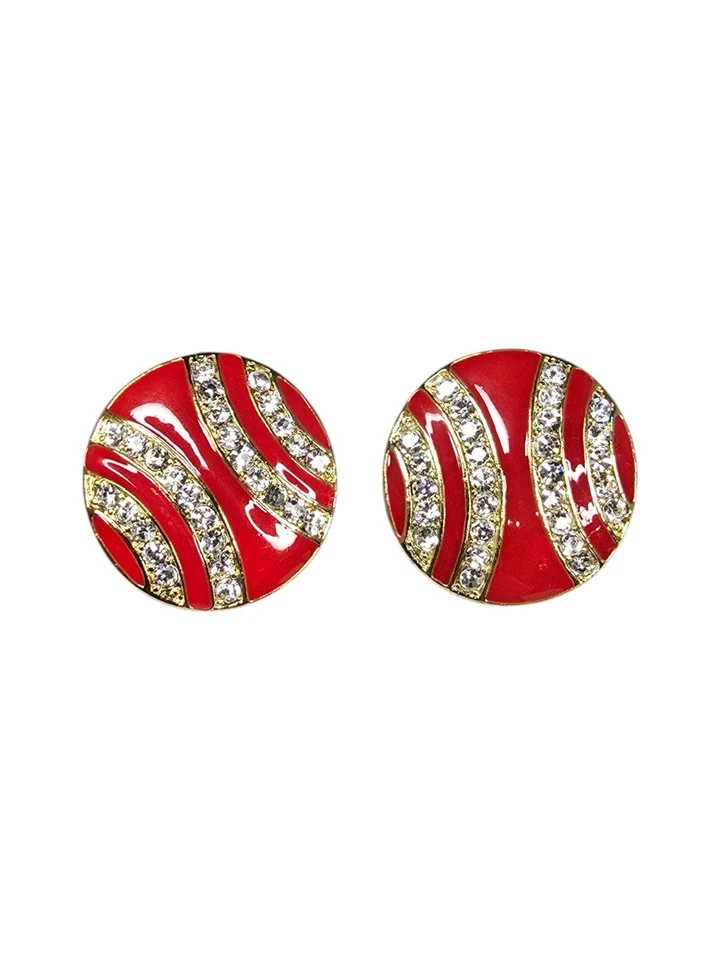 Aretes Amrita Singh para mujer tono dorado esmalte rojo cristal nuevos con etiquetas Foto 2 de 4