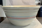 Antique McCoy Oven Ware Mixing Bowl Baking HUGE XL 14" Pink Blue Stripes USA VTG