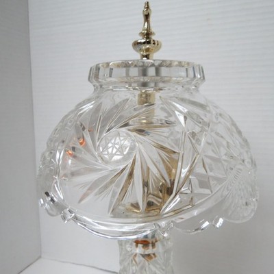Cut Lead Crystal Glass Boudoir Table Lamp Pinwheel Star of David