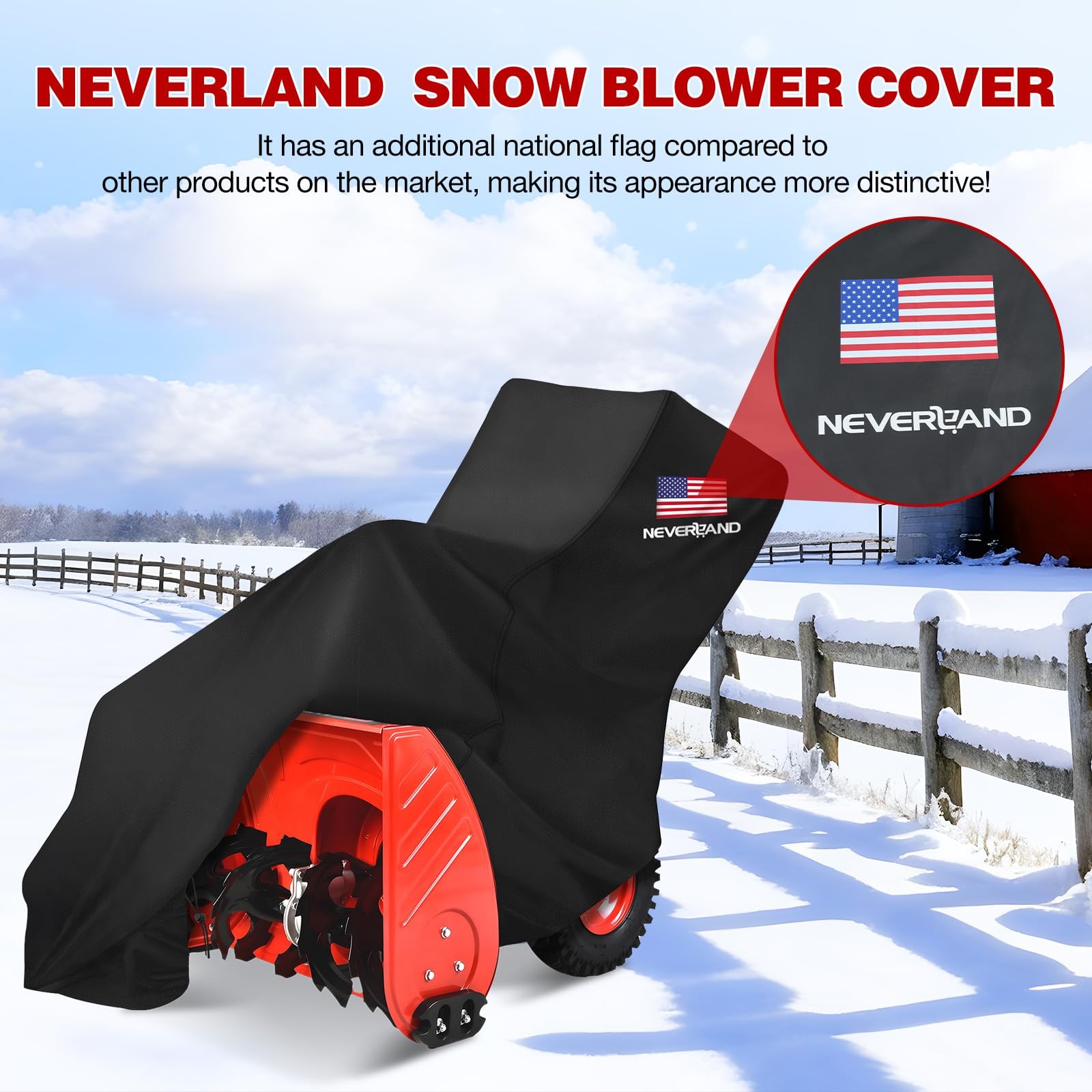 Waterproof Snow Blower Cover - Snow Thrower Cover with American Flag Standard...