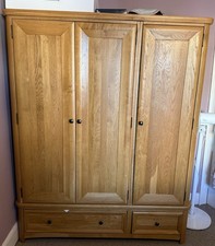 Solid Oak Furniture Land Triple Wardrobe with Drawers