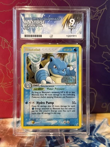 Pokemon Card Blastoise Stamped Reverse Holo Rare 14/100 Crystal Guardians Ace 9