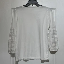 Talbots White 3/4 Sleeve Shirt Boho Fairy Hippie Preppy Coastal SIZE XS