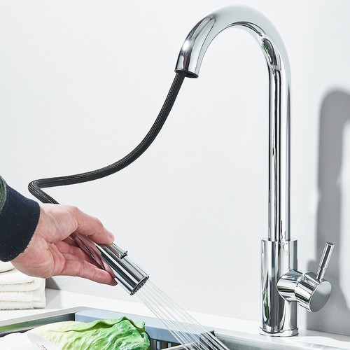 360° Kitchen Sink Mixer Taps Pull Out Spout Spray Single Lever Modern Mono Tap - Picture 3 of 12