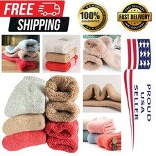 Womens Heavyweight Wool Crew Socks - 3 Pairs in Soft Solid Colors for Winter
