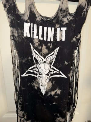 KILLSTAR - Killin' It Fringe Women s Tie-dye Black and White Dress Size Small