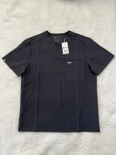 FIGS Men’s Leon Scrub Top in Charcoal, Size Medium