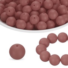 65Pcs Silicone Beads 15mm Round Rubber Focal Beads Bulk, Brown