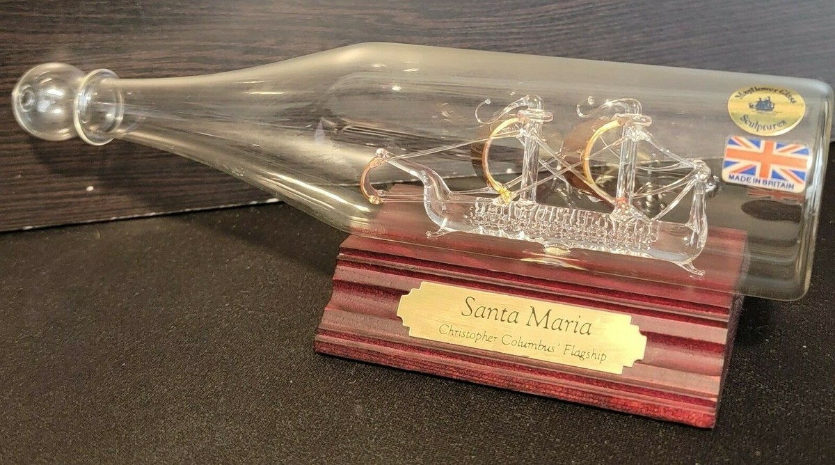 Mayflower Glass Sculpture England Rare/ Unique SANTA MARIA Ship In