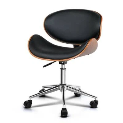 Wooden Pu Leather Office Desk Chair Black North Melbourne