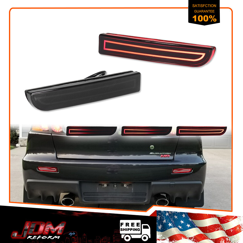 Smoke Lens LED Rear Reflector Lights For 2008-2017 Mitsubishi Lancer - Brake & Tail Lamps