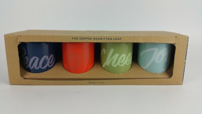 NEW Coffee Bean and Tea Leaf Coffee Espresso Demitasse Set of 4 Cups Peace Love