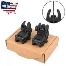 Front Rear Folding Sights Polymer Flip Sights Black For 20mm Picatinny Rail