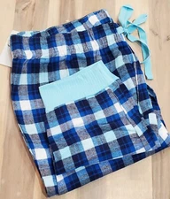Jenni by Jennifer Moore Blue Plaid Drawstring Waist Jogger Lounge Pants Sz Large