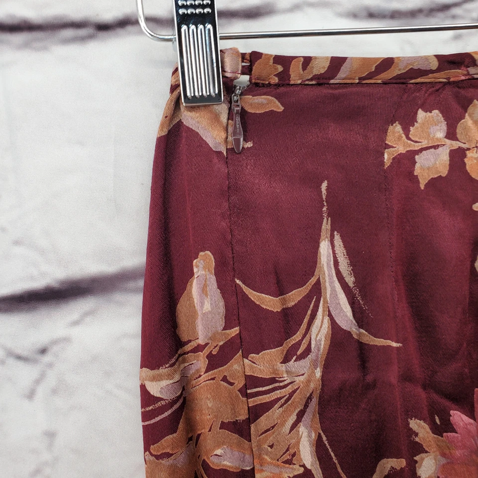 Maxi Falda LAURA ASHLEY 8 Floral Cremallera Lateral Años 90 Multicolor Satén Mezcla Lana Foto 3 de 4