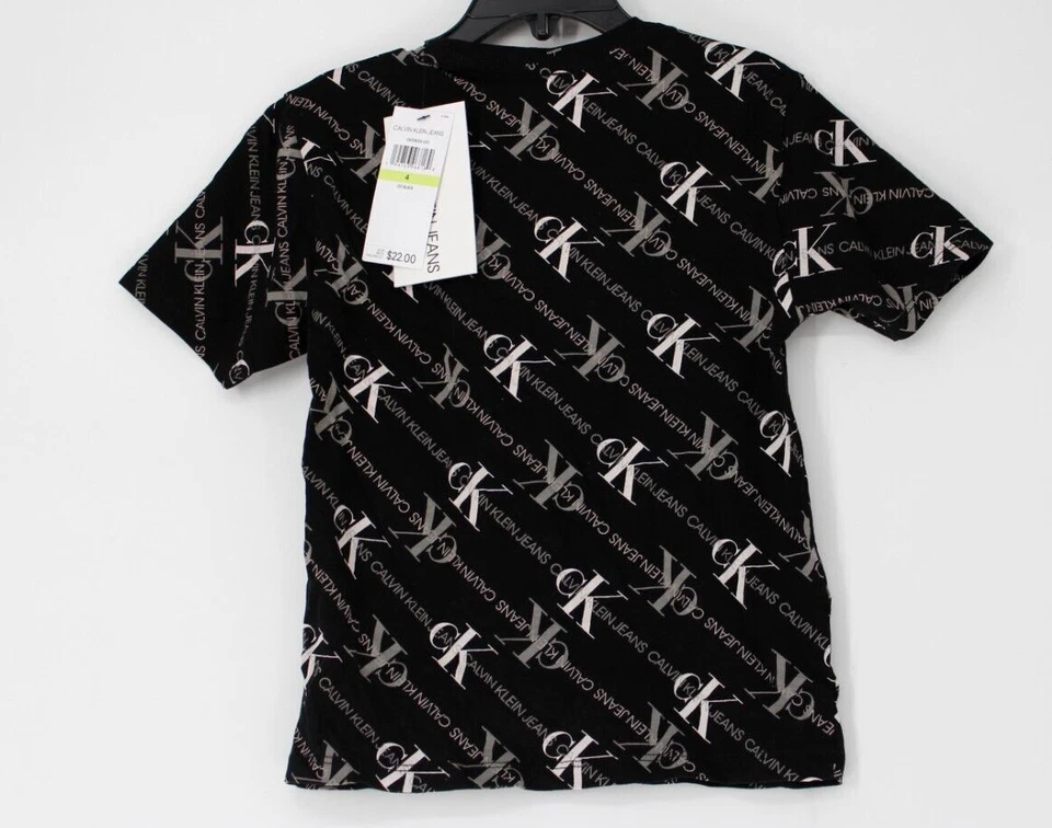 Camiseta negra Calvin Klein Jeans con logotipo blanco para niños talla 4 nueva con etiquetas Foto 2 de 4
