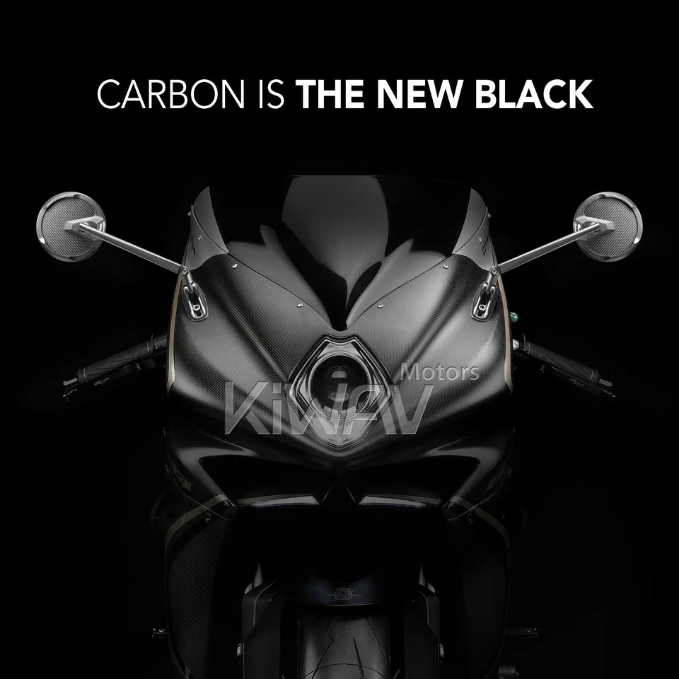 Espejos redondos de carenado KiWAV Mamba fibra de carbono real ajustables se adapta a Yamaha YZF R Foto 4 de 4