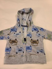 CARTER'S Hooded Gray With Cars, Zip Fleece Coat, Size 9M, PRE-OWNED