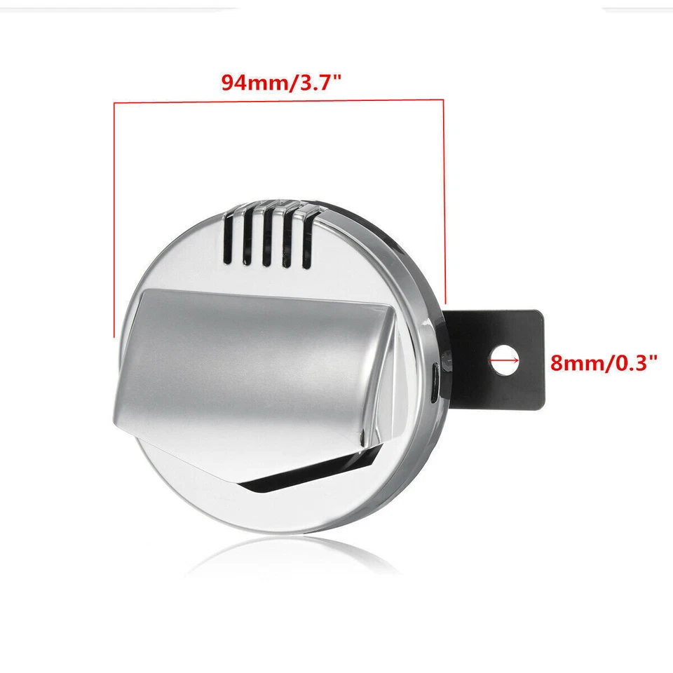 Bocina Eléctrica Moto Cromo Super Fuerte 110db 94mm Cafe Racer Retro 12V 2A Foto 2 de 4