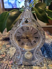 Vntg Shannon Crystal Legends Pendulum Mantel Clock
