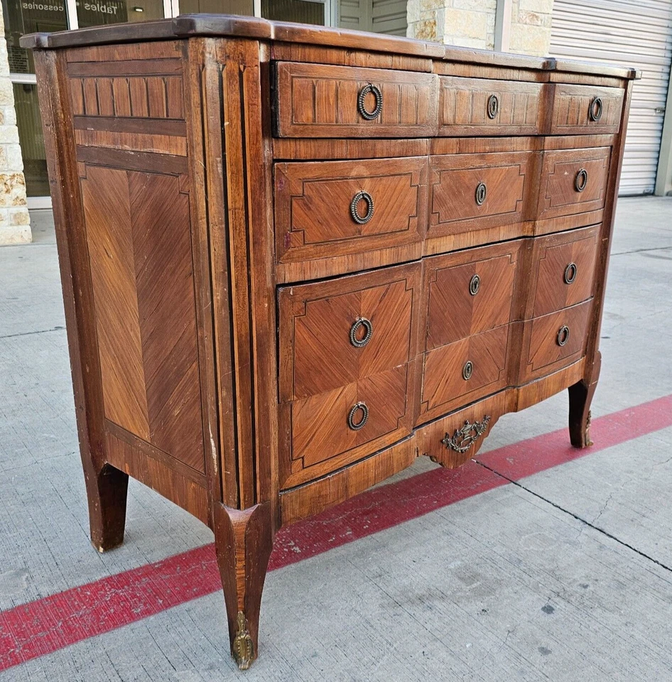 Cómoda LOUIS XVI Transitional PECHO 4 cajones marquetería roble caoba Foto 2 de 4