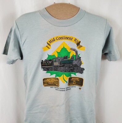 Vintage 80s Mid-Continent Railway T-Shirt Youth 14-16 Screen Stars Single Stitch