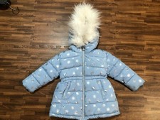 Disney Frozen II Toddler Girls Jacket Blue Snowflake Faux Fur Hood Trim Size 2T