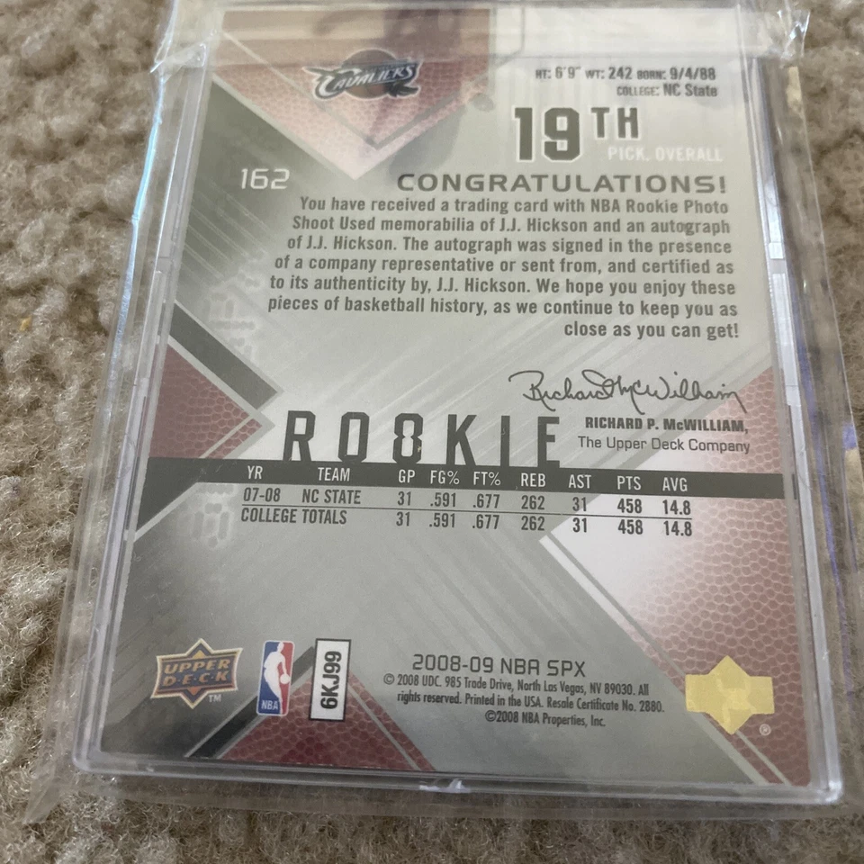 2008-09 SPx /599 JJ Hickson #162 Rookie Auto RC - Image 2 of 3