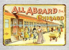 All Aboard Chicago Board Game metal tin sign fancy wall decor