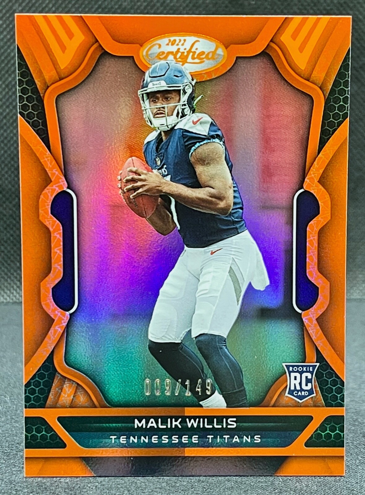 2022 Panini Certified Malik Willis Orange Mirror Rookie Card #009/149 Titans RC