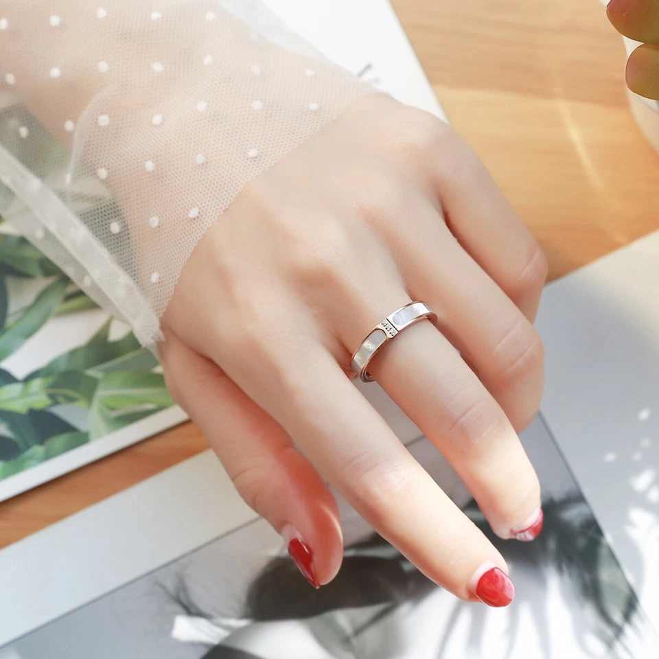 Edelstahl Ring mit Perlmutt & Zirkonia, Modern & Elegant - Bild 4 von 4