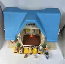 Vintage Little Tikes Dollhouse Blue Roof w/people/etc
