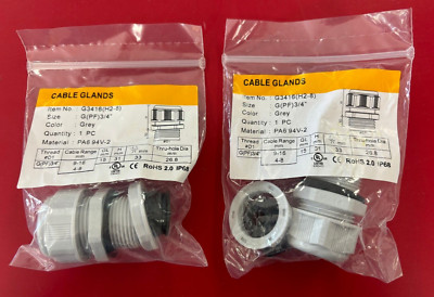 Cable Glands #G3416 (H2-8) RoHS 2.0 IP68 Size G (PF) 3/4'' Grey