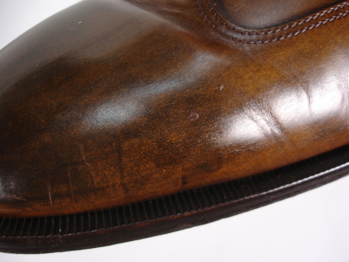 CANALI BURNISHED COGNAC LEATHER WINGTIP LACE FRONT OXFORD DRESS SHOES MEN\'S 44.5 Dress Shoe Wingtip Cognac Antique – Ace Marks main image 2