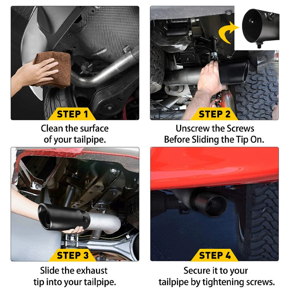 Car Dual Exhaust Rear Pipe Tail Muffler Auto Tip Accessories Replace Kit Bl - Image 2 of 4