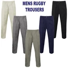 MENS RUGBY TROUSERS ELASTICATED WAIST CASUAL SMART FIT OFFICE WORK PANTS BOTTOMS