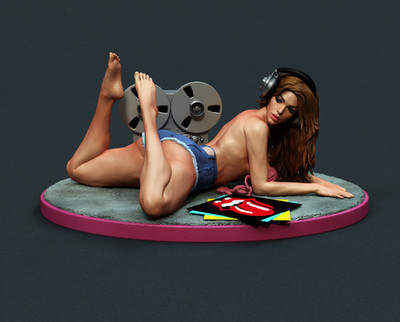 Music Girl Pin-Up Maßstab 1:10 3D gedruckt Resin, unbemalter Modellbausatz