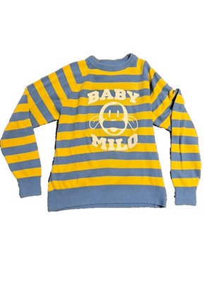 BAPE A Bathing Ape Baby Milo Striped Knit Sweater Blue Yellow Sz L Japan